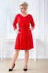 Czerwona rozkloszowana sukienka plus size z gumką w pasie - CATI