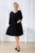 Czarna rozkloszowana sukienka plus size z gumką w pasie - CATI