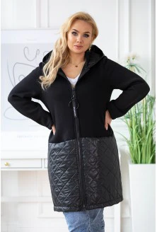 Czarna bluzo-kurtka plus size z łączonych materiałów - JOLLY