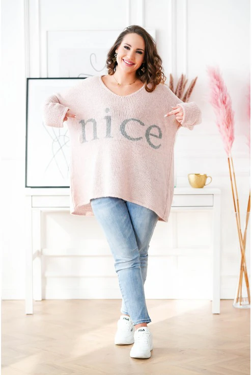 pudrowy sweter plus size Nice