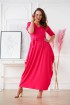Różowa sukienka maxi z dekoltem V -  CLAUDINE