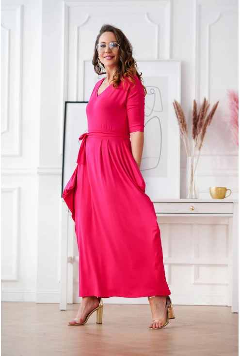 różowa sukienka plus size długa