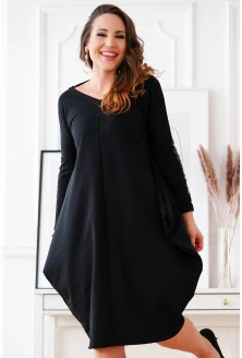 Czarna sukienka oversize z wiązaniem na plecach - VIKI