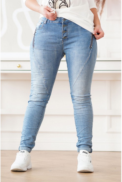 jasne jeansy z suwakami XXL