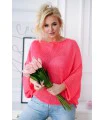 Różowy neon sweterek plus size z obniżoną linią ramion - Camila