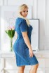 Granatowa ołówkowa sukienka plus size z warkoczami przy dekolcie imitacja jeansu - AUSTIN