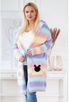 Fioletowo-niebiesko-różowy sweter ombre z kapturem - VIVA