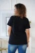Czarny t-shirt plus size z krótkim rękawem - wzór pies - SASHA