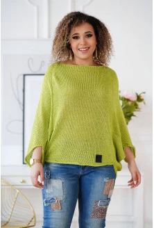 Limonkowy sweterek z obniżoną linią ramion - Camila
