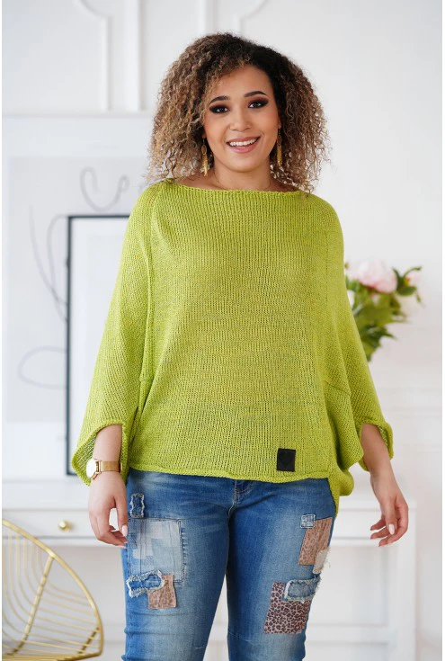 Limonkowy sweterek plus size Camila