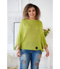 Limonkowy sweterek z obniżoną linią ramion - Camila
