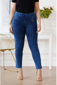 Elastyczne spodnie plus size z imitacji jeansu - MARSALA