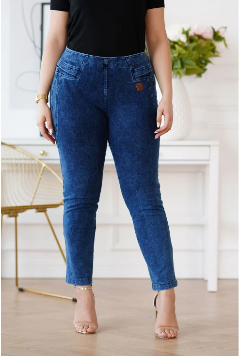 elastyczne spodnie plus size jeansowe