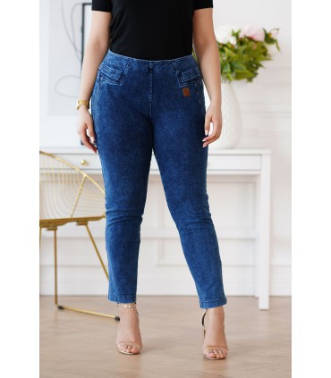 Elastyczne spodnie plus size z imitacji jeansu - MARSALA