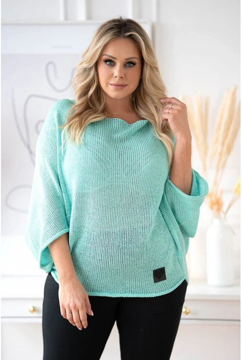 turkusowy sweter plus size