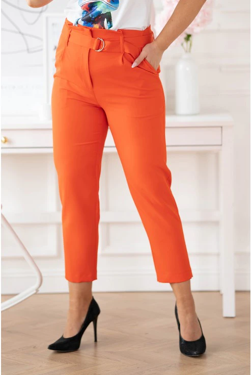 Pomarańczowe eleganckie spodnie  plus size