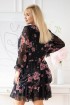 Czarna sukienka z szyfonu plus size w róże  - LITIA