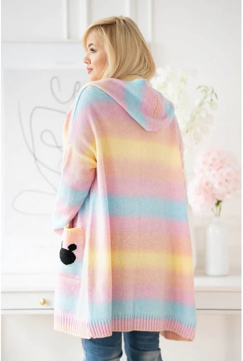 kolorowy sweter ombre z kapturem