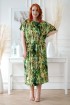Sukienka 7/8 z wzorem w zielone liście  - GRAND PRINT