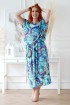 Niebieska sukienka 7/8 z wzorem z kolorowym wzorem - GRAND PRINT