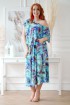 Niebieska sukienka 7/8 z wzorem z kolorowym wzorem - GRAND PRINT