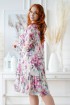 Kremowa sukienka w kolorowe kwiaty - Sarisa