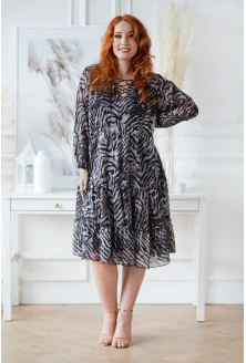 Czarno-beżowa sukienka we wzór zebry - Nesti