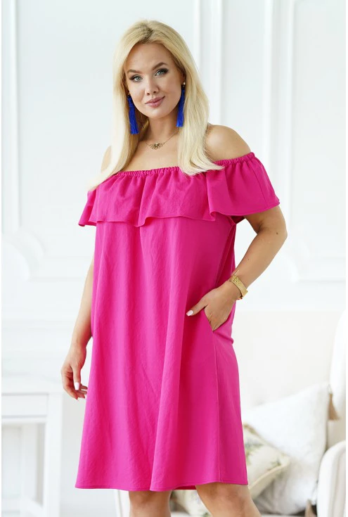 różowa sukienka hiszpanka plus size merisa