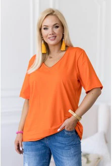 Pomarańczowa bluzka z dekoltem V - ERISA