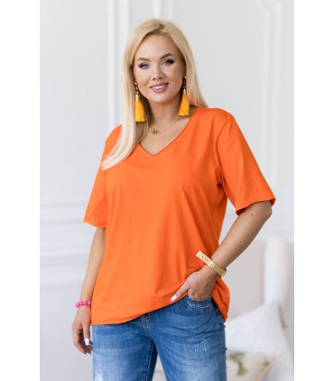 Pomarańczowa bluzka z dekoltem V - ERISA