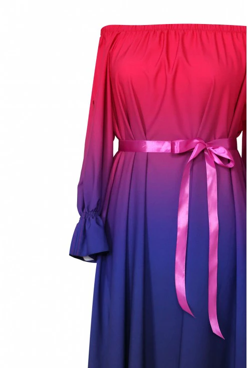 Różowo-fioletowa sukienka maxi - PANDORA OMBRE