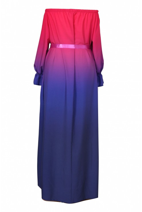 Różowo-fioletowa sukienka maxi - PANDORA OMBRE