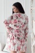 Kremowa sukienka w pudrowe kwiaty z falbanami - LITIA