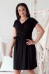 Czarna sukienka z krótkim rękawkiem z kopertowym dekoltem - LUCINNE