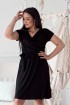 Czarna sukienka z krótkim rękawkiem z kopertowym dekoltem - LUCINNE
