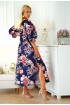 Granatowa sukienka hiszpanka w kwiaty - Camelia