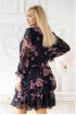 Granatowa sukienka z szyfonu plus size w róże  - LITIA