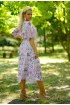Pudrowa sukienka w jasnoróżowe kwiaty - Adela