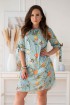 Seledynowa sukienka hiszpanka z kwiatowym wzorem - MARITA