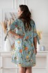 Seledynowa sukienka hiszpanka z kwiatowym wzorem - MARITA