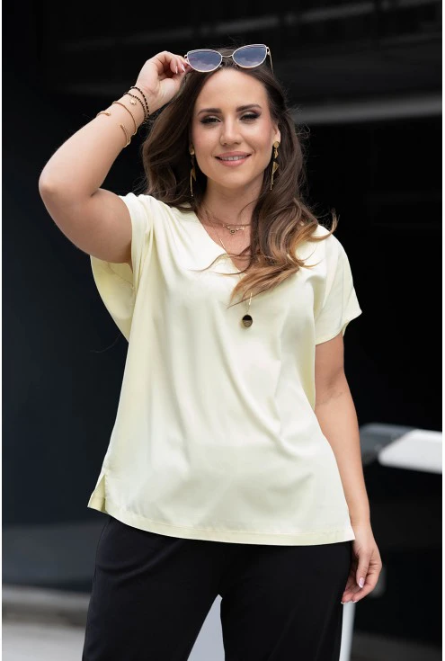 Cytrynowa bluzka oversize w dużych rozmiarach dla kobiet