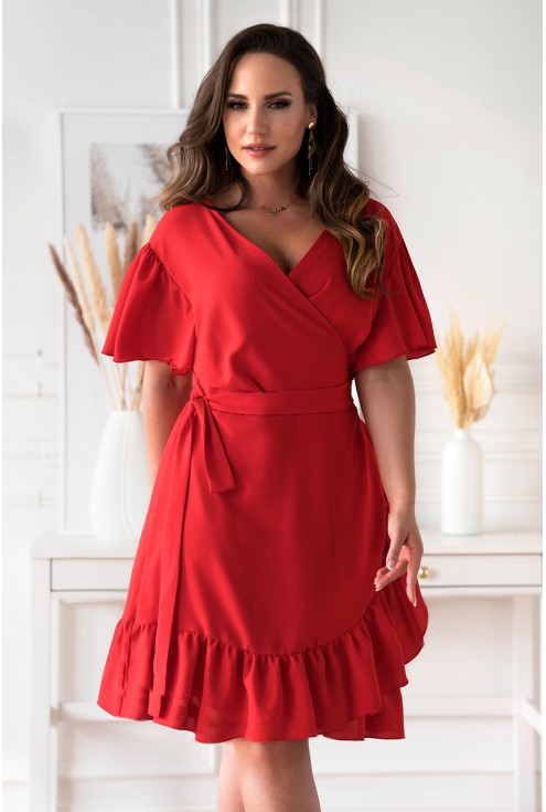 Czerwona kopertowa sukienka plus size xxl