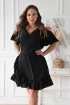 Czarna kopertowa sukienka z wiązaniem w pasie - Celeste