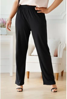 Czarne spodnie z szeroką nogawką z gumką w pasie - Santori