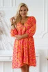 Różowa sukienka w pomarańczowe liście - Saline