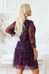Granatowa sukienka plus size z siateczki z wzorem w róże - Nikki