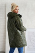 Oliwkowa ciepła długa pikowana kurtka plus size z kapturem - Venice