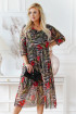 Beżowa sukienka z siateczki w kwiaty i wzór zebry - Sintia