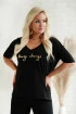 Czarny t-shirt plus size ze złotym napisem - Irina