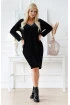 Welurowa czarna sukienka w grecki wzór - Fabiola